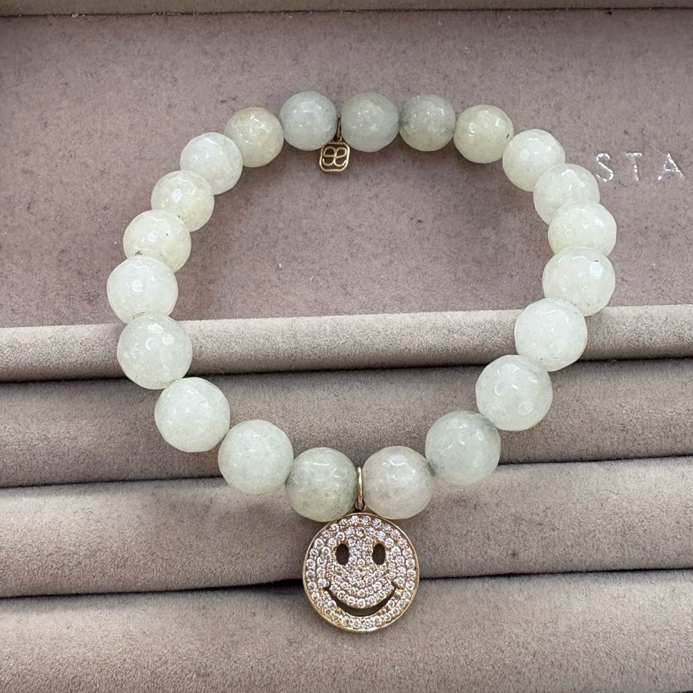 Sydney Evan 14K Gold & Diamond Medium Happy Face Smiley Beaded Bracelet $2,200